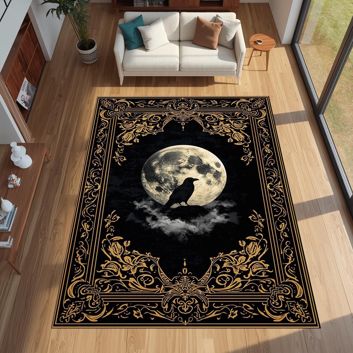Gothic Golden Raven Full Moon  - Commercial Printing Services ulasan dan harga